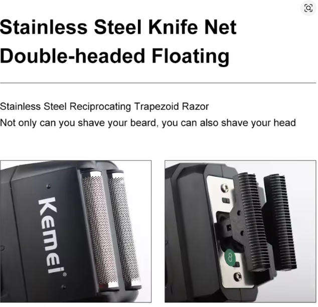 Kemei Professional Hair Clipper Kit for Men  Cordless Electric Beard Trimmer, Shaver & Grooming Set