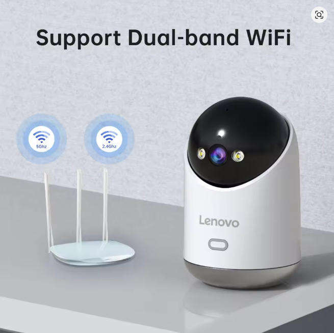 Lenovo 5MP WiFi Smart PTZ Camera  Color Night Vision, 355° Pan/Tilt, Auto Tracking, Two-Way Audio,