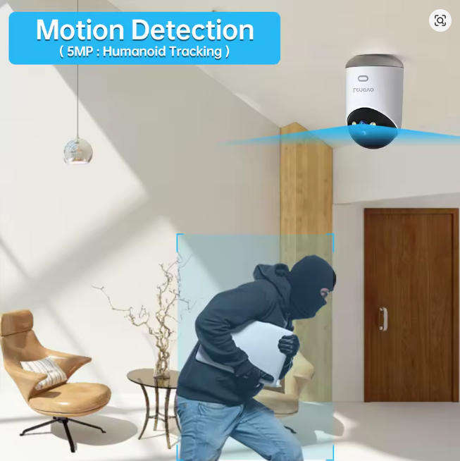 Lenovo 5MP WiFi Smart PTZ Camera  Color Night Vision, 355° Pan/Tilt, Auto Tracking, Two-Way Audio,
