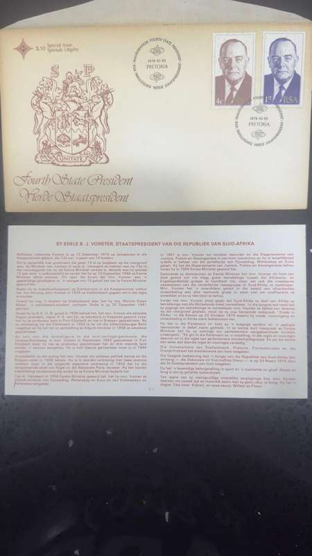 South African 1978 Inauguration of Dr.B.J.Vorster 1st Day Cover SG 449-450