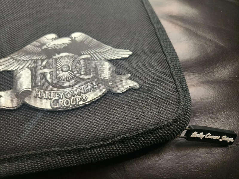 Harley Davidson Owners group folder with patch and pin