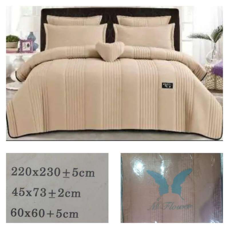 5pc Cotton Quilt Set brown 220x230