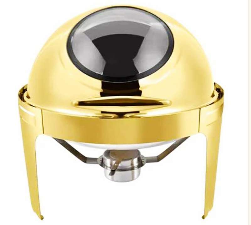 Gold Round Chafing Dish  With Window