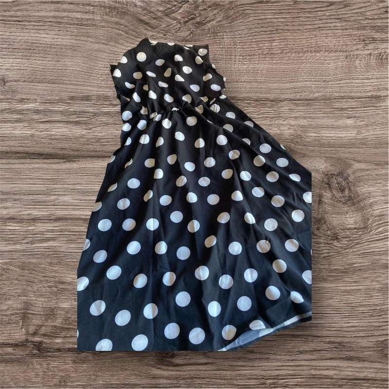 Pocket dot black and white dress