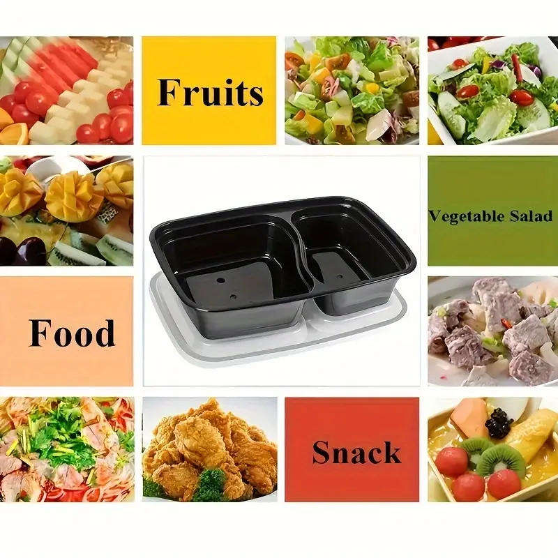 Black No Division Prep Containers with Lids - 50 Pack - Microwave, Dishwasher & Freezer Safe