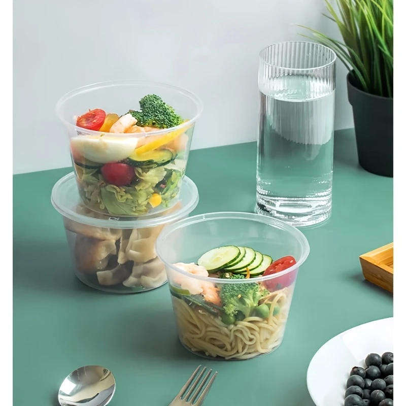 50 Pack Plastic Bowls With Lids 1000ml