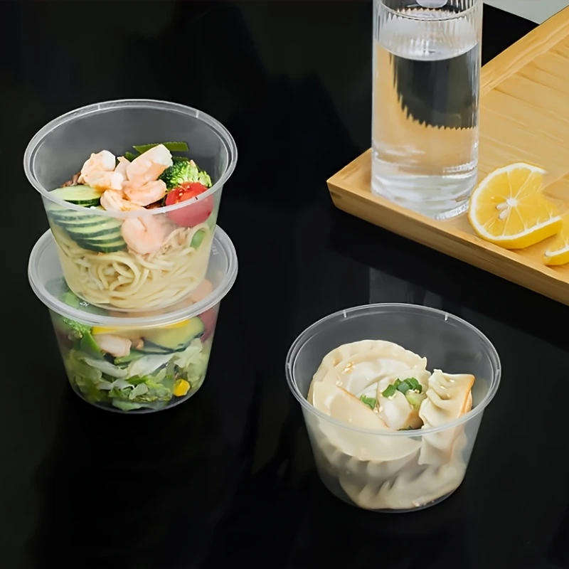 50 Pack Plastic Bowls With Lids 1000ml