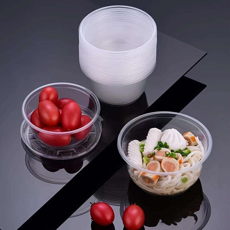 50 Pack Plastic Bowls With Lids 1000ml