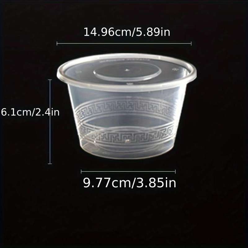 20 Pack Plastic Bowls & Lids 1000ml - Microwave Safe / Freezer Safe / Dishwasher Safe