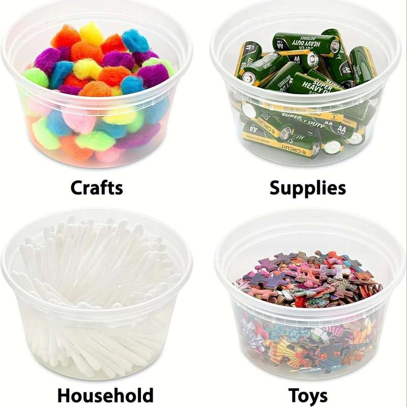20 Pack Plastic Bowls & Lids 1000ml - Microwave Safe / Freezer Safe / Dishwasher Safe