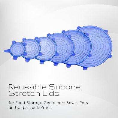 JUNIOR TRANDING / NEW  6 PIC SILICONE STRETCH LIDS