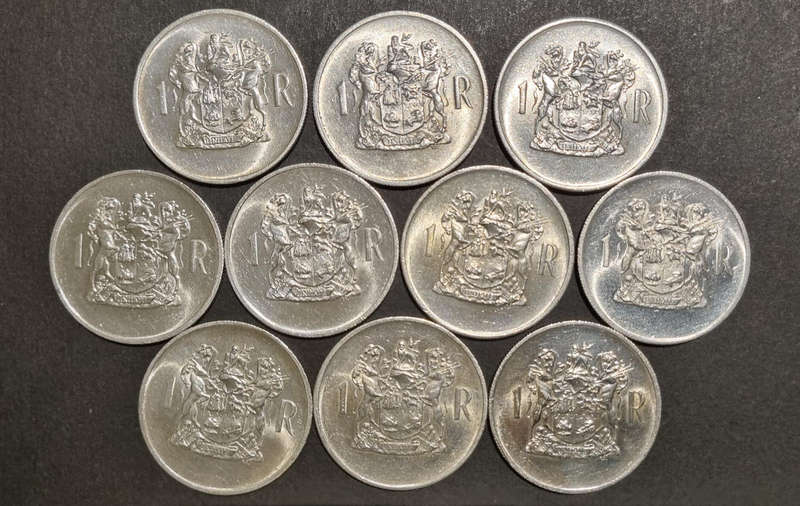 10 × 1969 Afrikaans R1 Coins