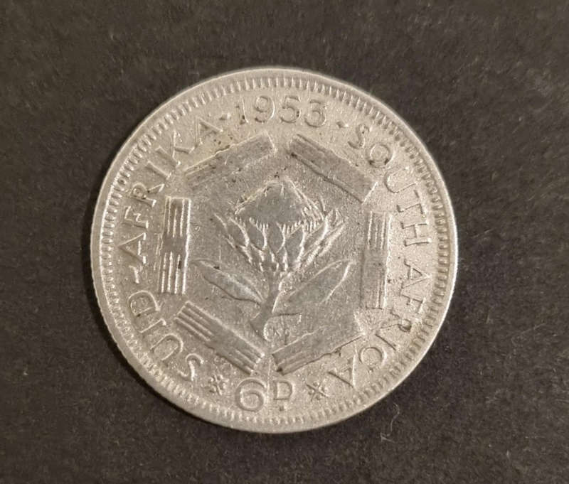 Rare 1953 South Africa Silver 6 Pence  Queen Elizabeth II  Collectors Coin