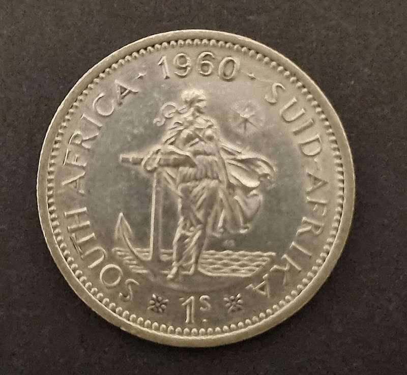 1960 South Africa 1 Shilling  Queen Elizabeth II  Shiny Collectible