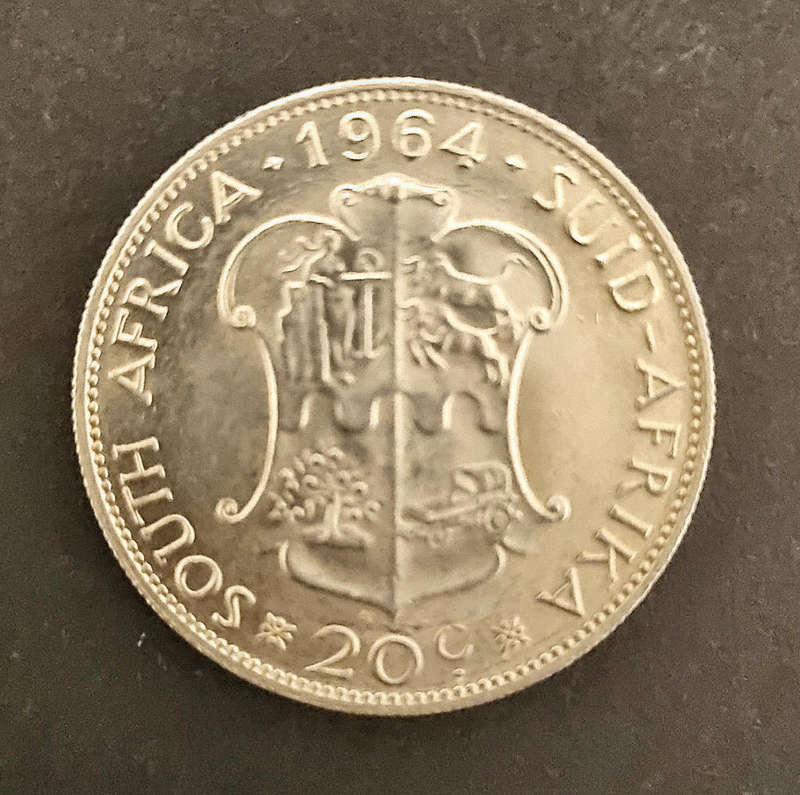  Immaculate & Shiny 1964 South Africa 20c Coin  Stunning Condition!