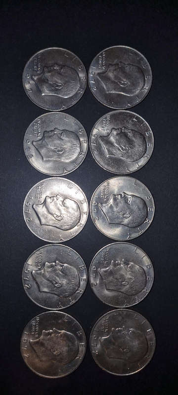 10 × 1972 USA 1 Dollar Coins