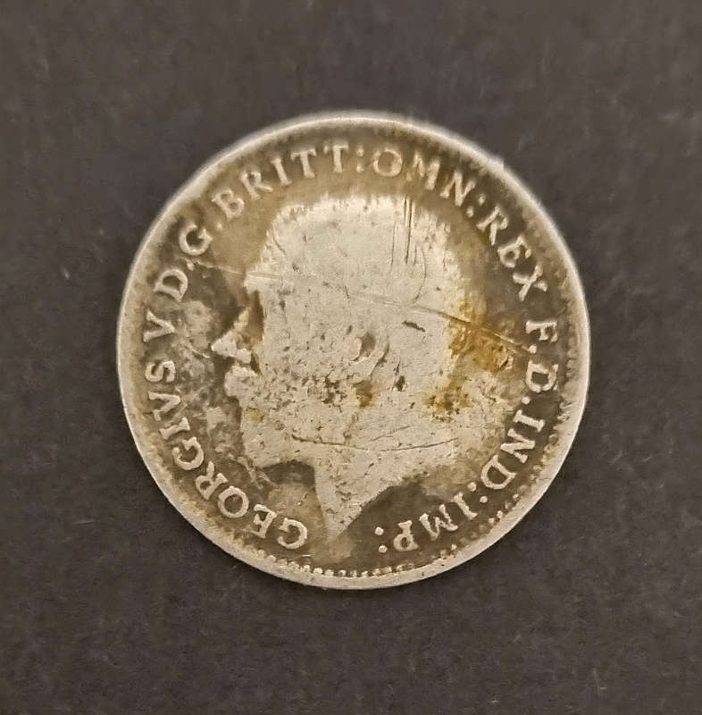 1920 King George V British Silver Threepence  Historic Collectible