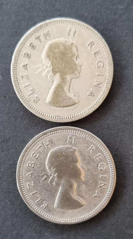 2 × 1956 - 2 shilling Coins