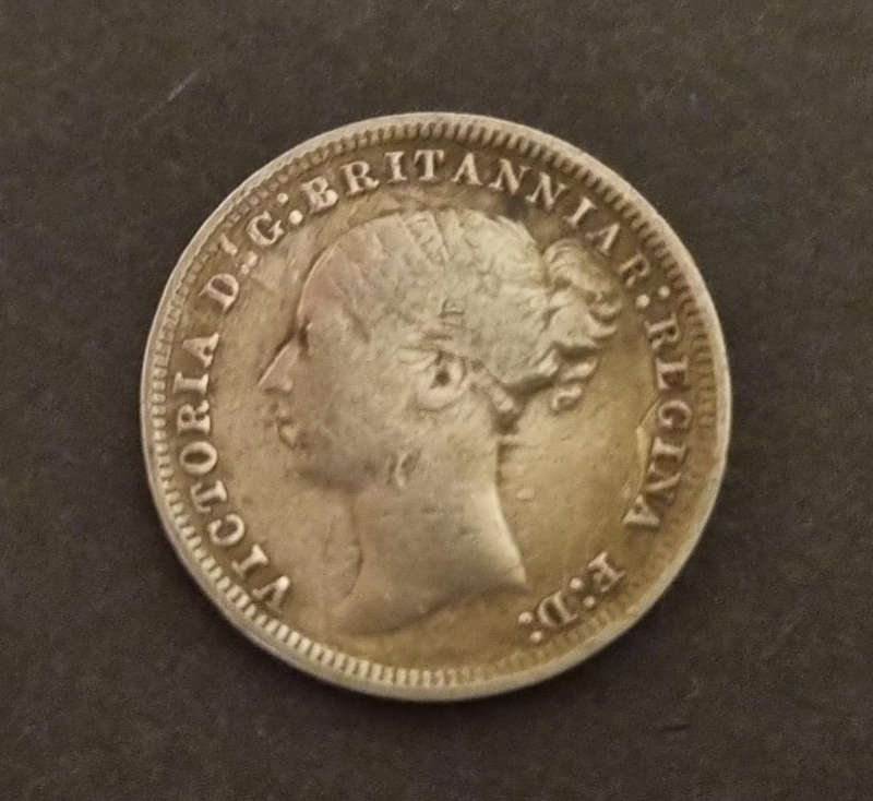 1878 Great Britain Silver Threepence  Queen Victoria Coin