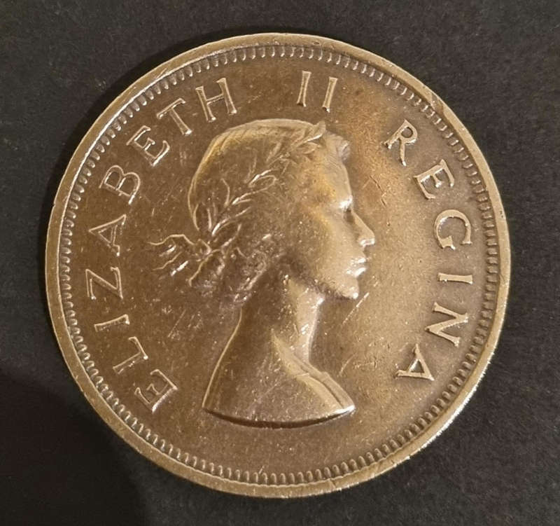Rare 1957 South Africa 1 Penny  Elizabeth II Regina Coin  Vintage Collectors Treasure