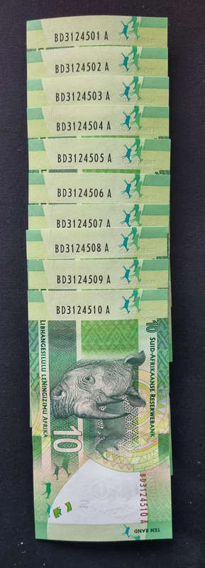 10 × Uncirculated sequential Gill Marcus R10 Notes