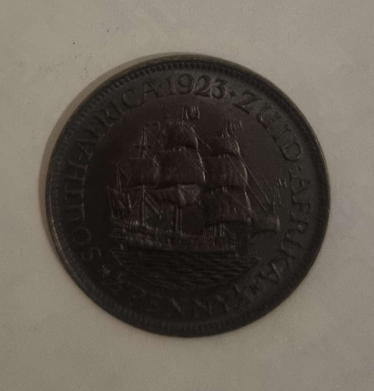 1923 South Africa 1 Penny  Extremely Tarnished Vintage Coin  Rare Collectible