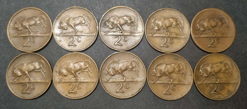 10 × 1965 2 Cent Coins