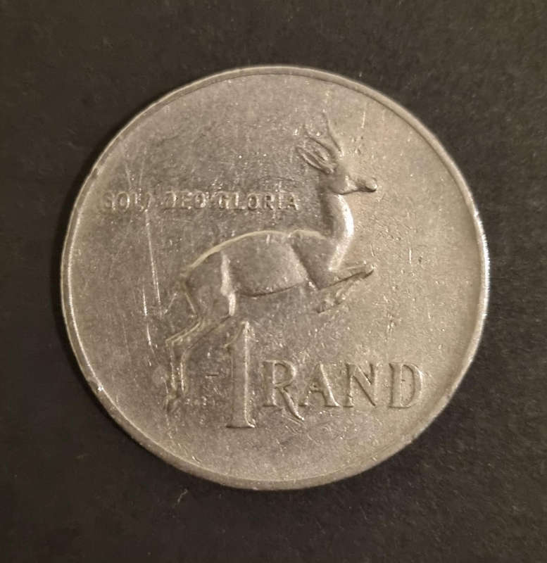 1979 South Africa 1 Rand Coin  English & Afrikaans  Springbok Design