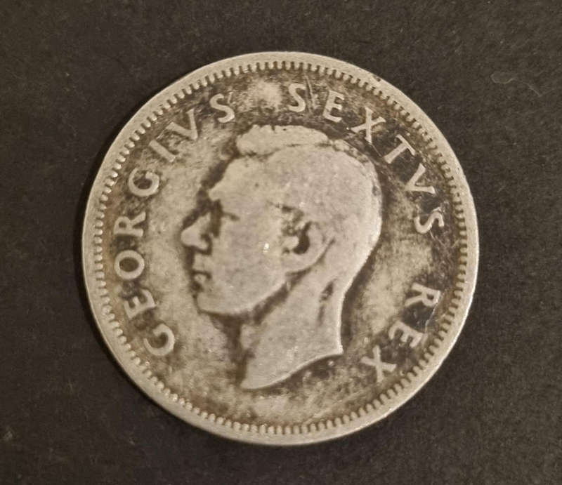 Rare 1950 South Africa 1 Shilling  George VI  Vintage Silver Coin
