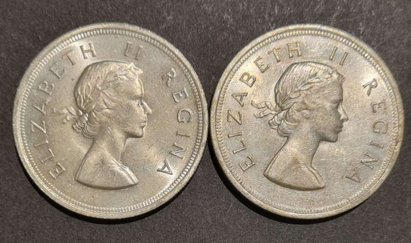 2 × 1953 Queen Elizabeth 5 Shilling Coins