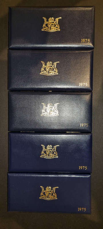 5 × 1975 South African Proof Coin Sets
