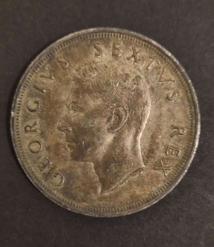  1949 South Africa 5 Shillings Coin  Beautifully Worn & Naturally Tarnished 