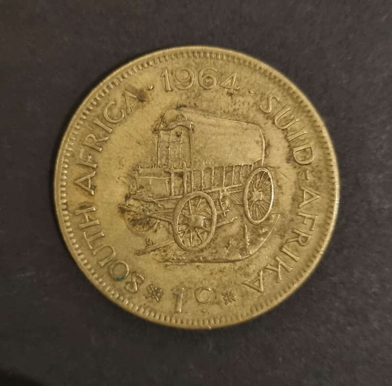  Rare 1964 South Africa 1c Coin  Beautifully Aged with Historical Value 