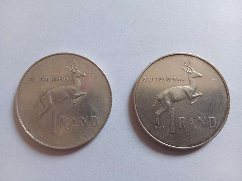 Two R1 coins 1967 English and Afrikaans version