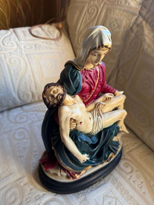 Rare  Antique Plaster Pieta Jesus Mary Our Lady Virgin Figurine