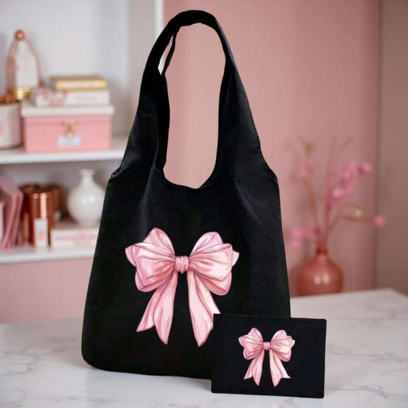 Canvas Shoulder Tote Bag Set