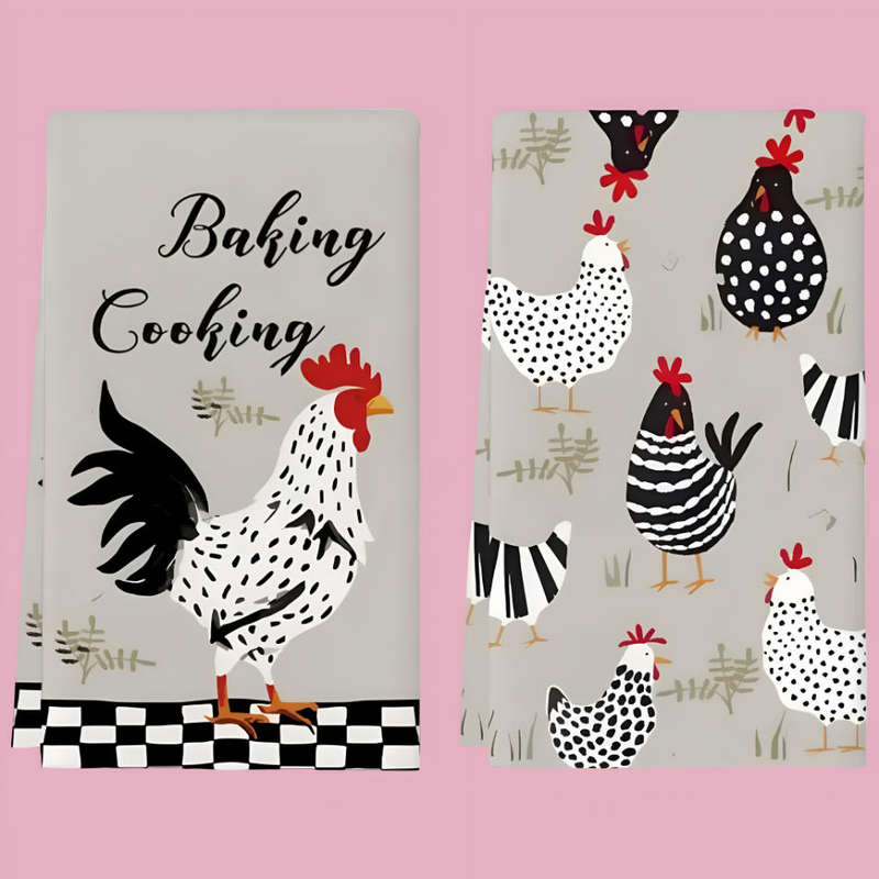 Rooster & Hen Kitchen Towel Set