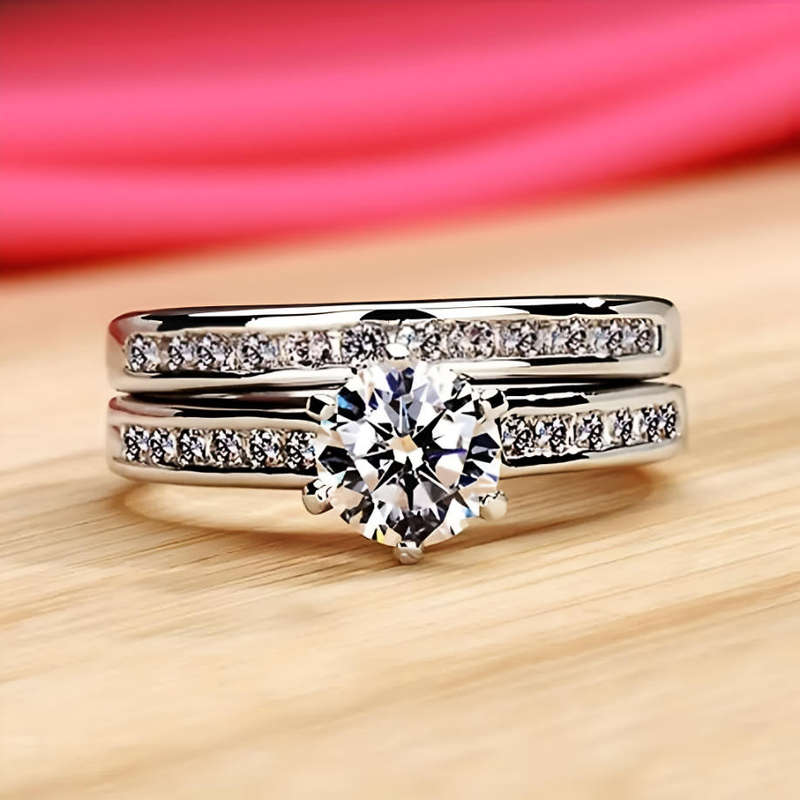 Elegant Sterling Silver Ring Set Size 9