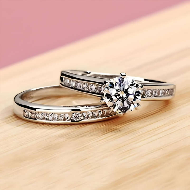 Elegant Sterling Silver Ring Set Size 9