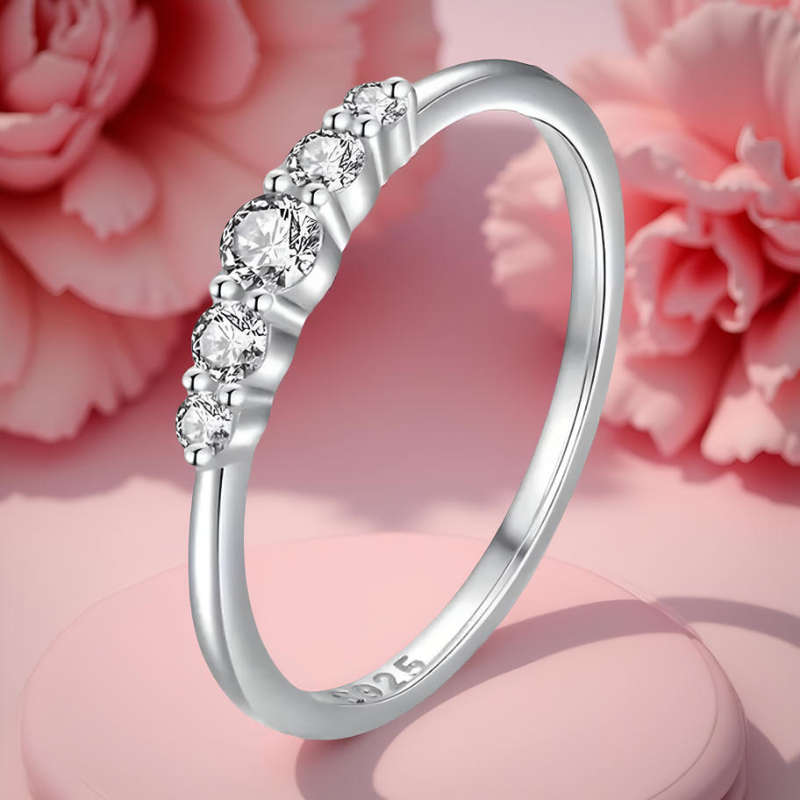 Five Stone Sterling Silver Ring Size 5