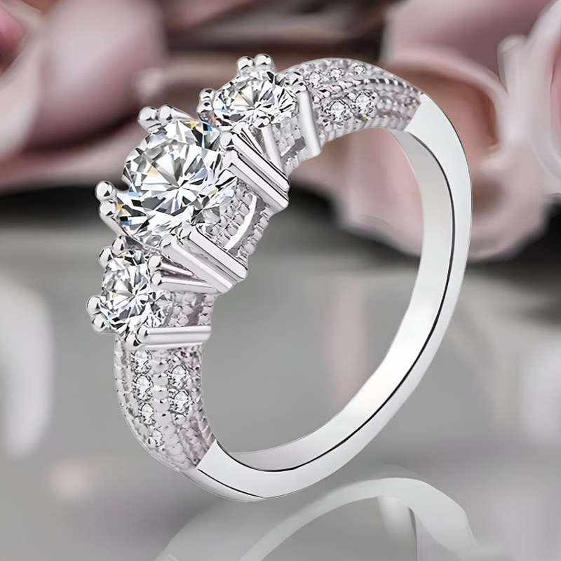 Halo Sterling Silver Ring Size 9