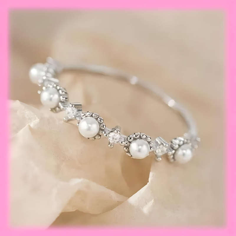 Small Pearl Sterling Silver Ring Size 5