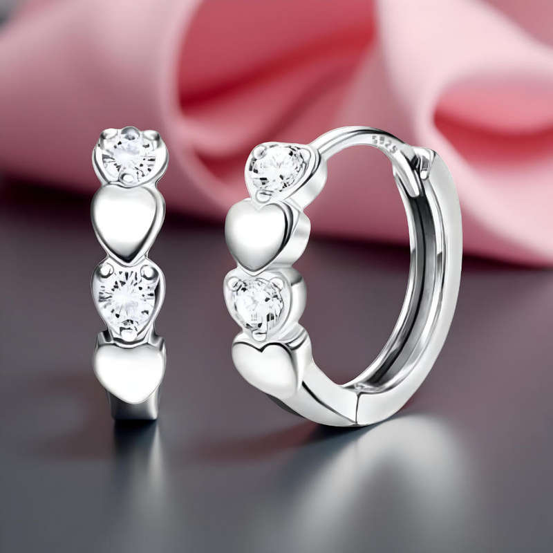 Heart Sterling Silver Huggie Hoop Earrings