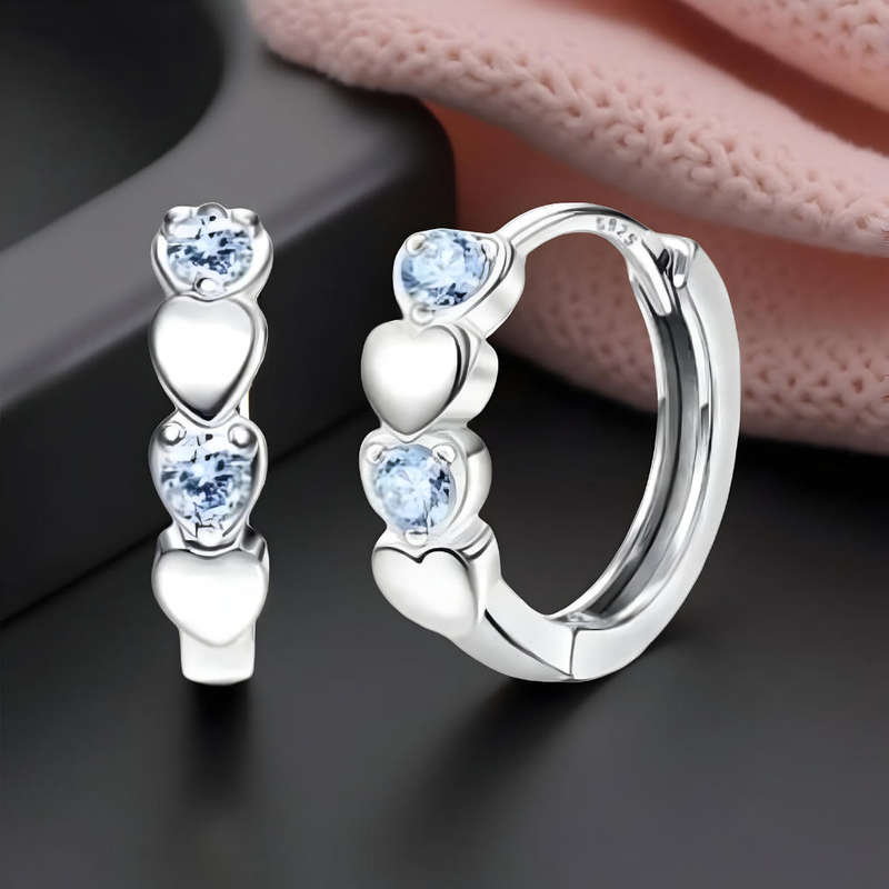 Heart Sterling Silver Huggie Hoop Earrings