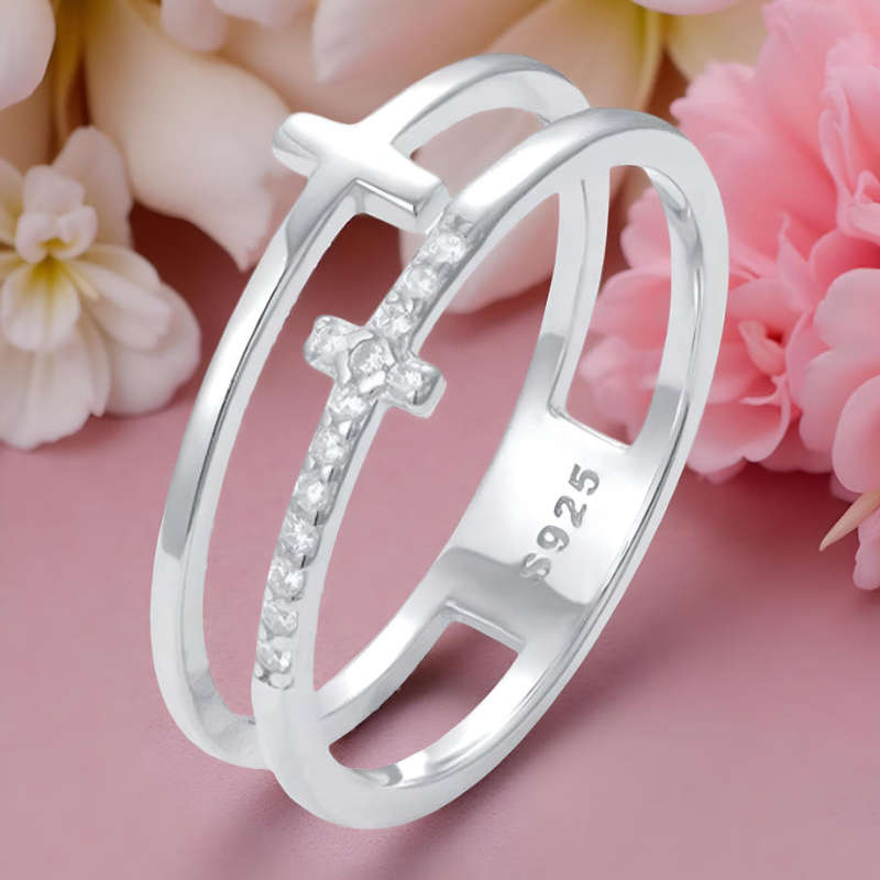 Cross Sterling Silver Ring Size 7