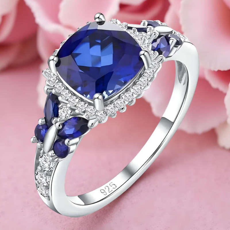Blue Butterfly Sterling Silver Ring Size 8