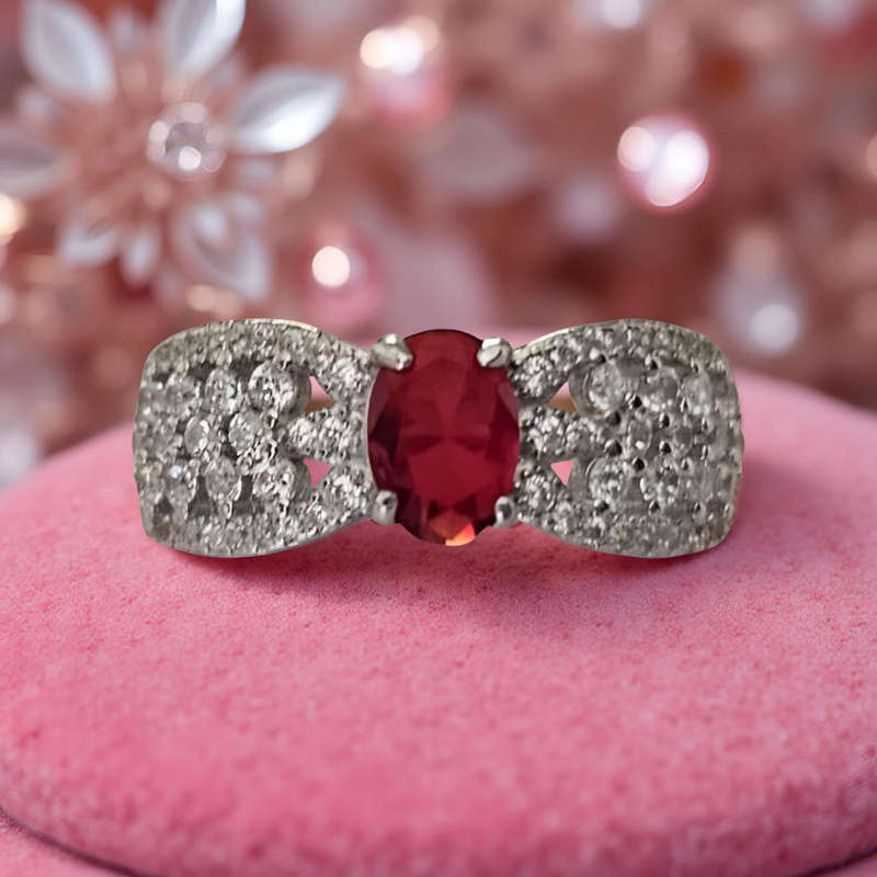 Red Sterling Silver Ring Size 8