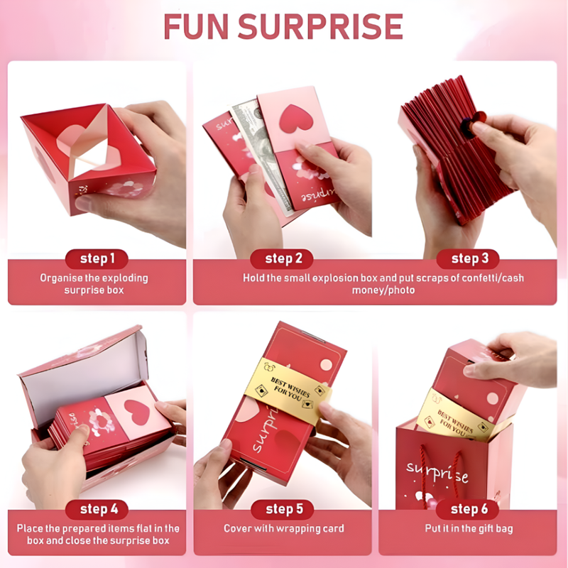 Pink & Red Surprise Explosion Gift Box