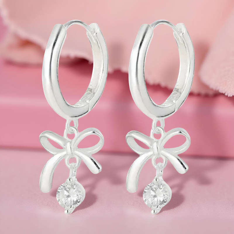 Bow Sterling Silver Hoop Earrings