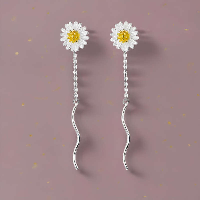 Daisy Sterling Silver Dangle Earrings